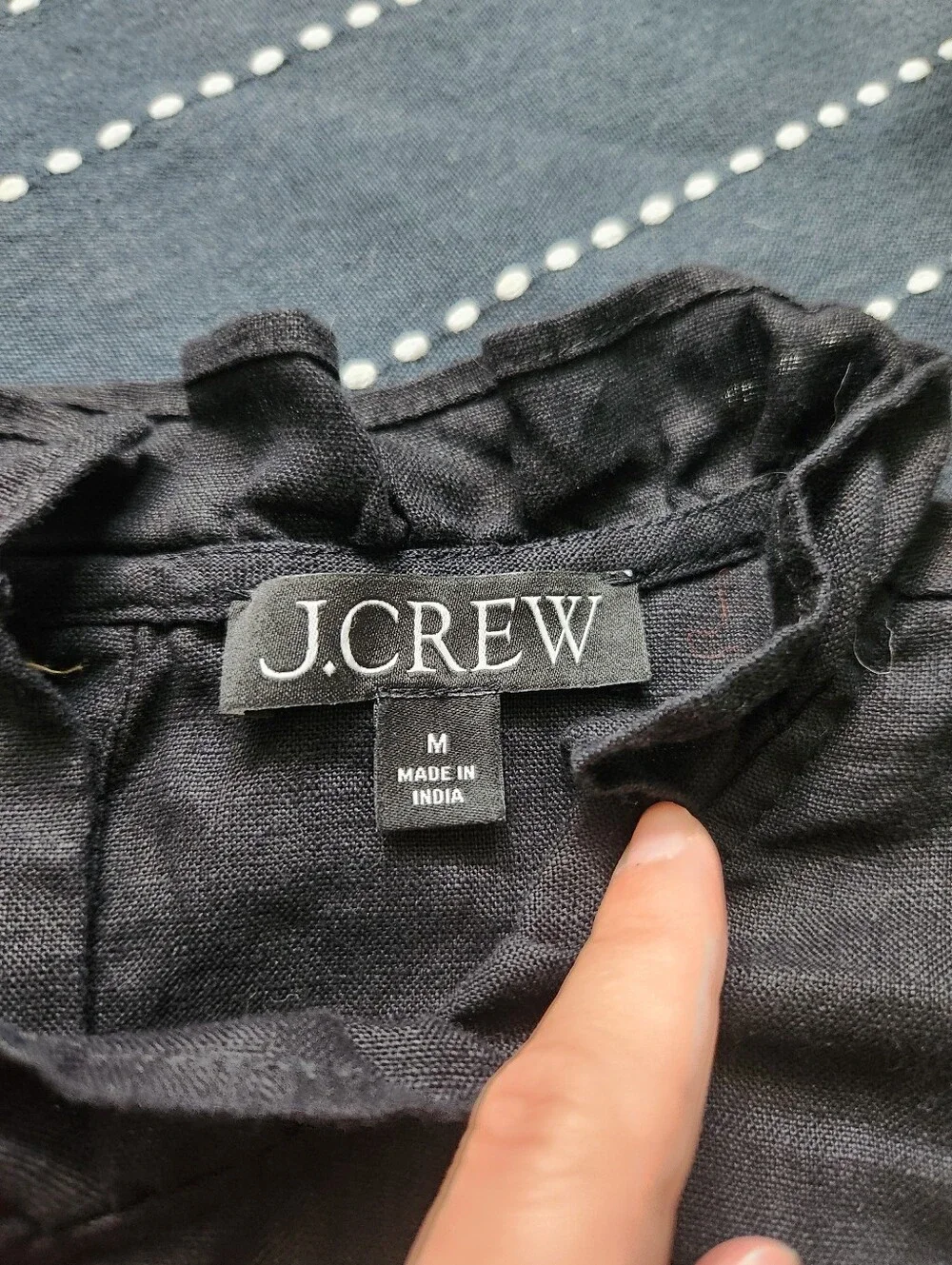 J.Crew Fleur Tank Top In Linen Ruffle Neckline Black Size Medium